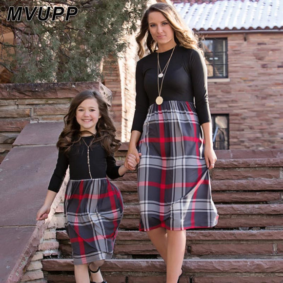 plaid mother daughter dresses for mommy and me matching clothes family look outfits mom girl dress vintage long mom christmas - Fashion Hunter