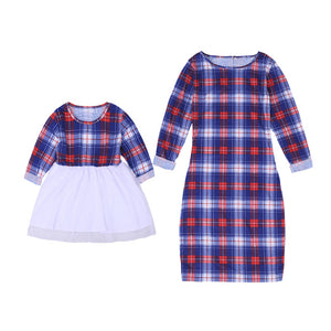 Mother Daughter Dresses Spring Autumn 2019 Matching Outfits Moms Girls Clothes Long Sleeve Plaid Family Dress Christmas new Year - Fashion Hunter