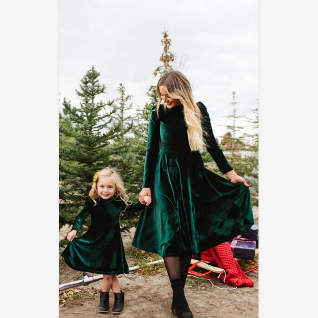Autumn Winter Mother Daughter Velvet Dress Family Matching Outfits Mom–  Fashion Hunter