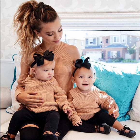 Pudcoco Hot Sale Family Matching Outfits Mother And Daughter Winter Knit Warm Sweaters Leisure Female Girls Comfort Jumper Gift - Fashion Hunter