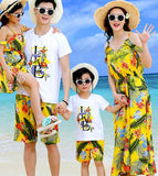 Beach family matching outfits look mother daughter tank dresses dad son mommy and me clothes mom daughter son holiday clothing - Fashion Hunter