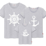 Family matching Clothes Mother Daughter Dresses Summer T-shirt Father And Son Outfits Print Anchor Family Look dress Mom and me - Fashion Hunter