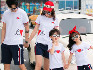 Family Matching Clothes Love T shirts Mommy and Me Clothes Mother Daughter Dad Son Tee shirts Outfits Family Look Dress Summer - Fashion Hunter