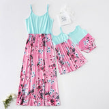 tank mother and daughter matching dresses flower print mommy and me clothes family look mom mum baby girls dress family outfits - Fashion Hunter